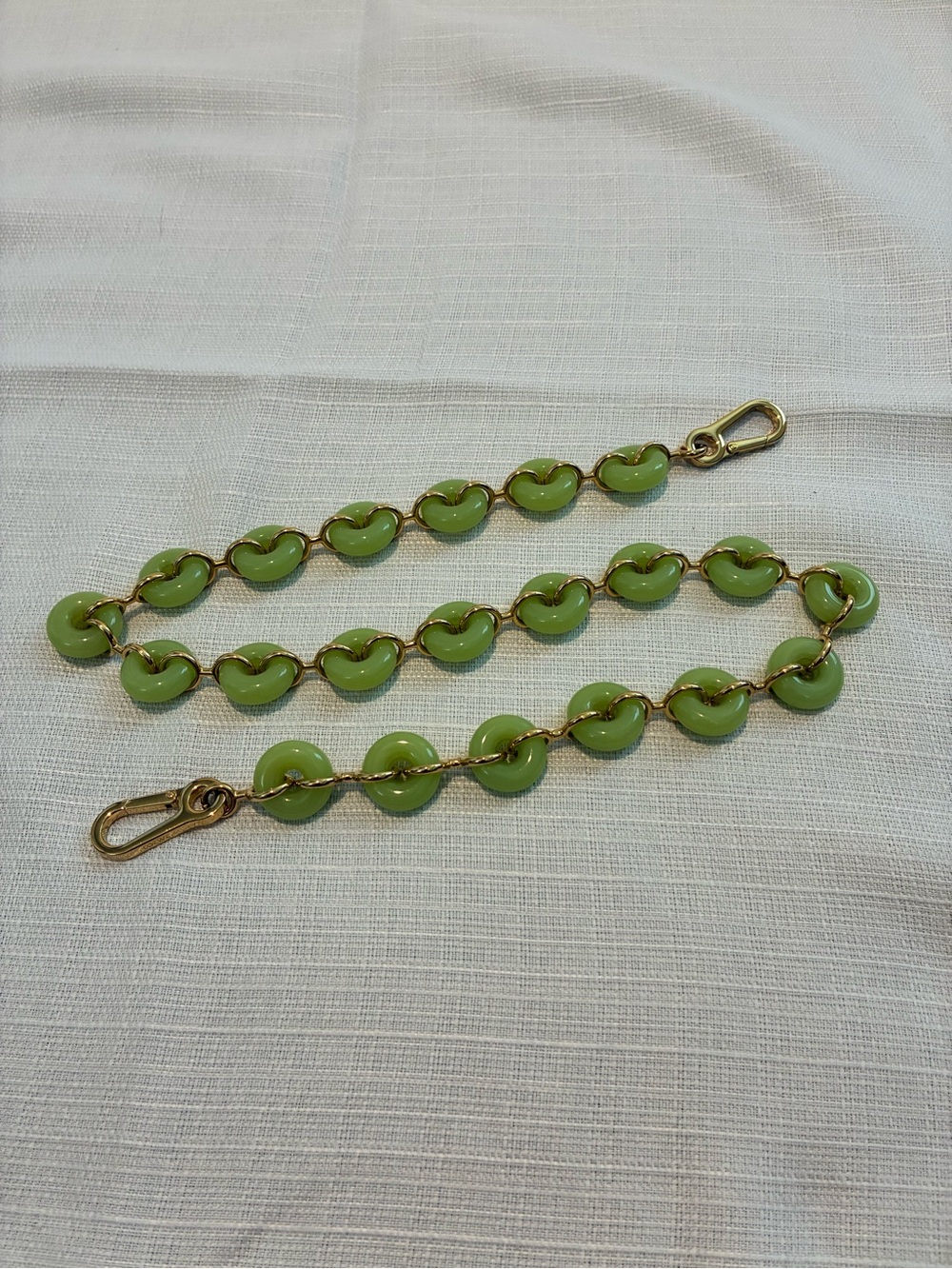 LOEWE Jade Green Donut Chain Bag Charm with Gold Links